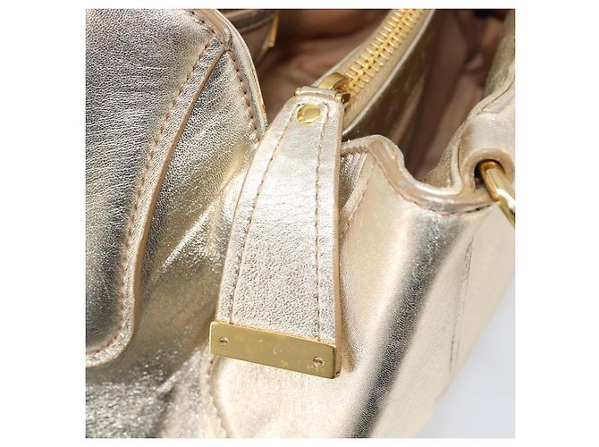 Borsa a mano Miu Miu in pelle Champagne Gold Gold Tone Auth 167627V D'oro - vista 24