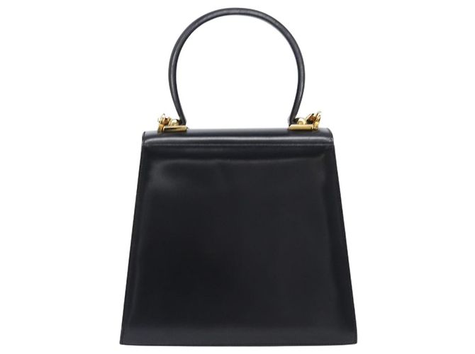 Borsa Salvatore Ferragamo Gancini in pelle 2way Nera Tono Oro Autentica 204629V Nero - vista 2
