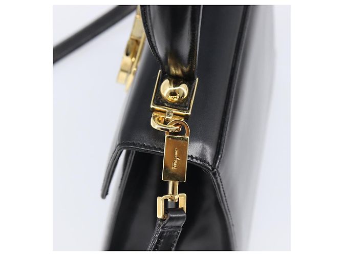 Borsa Salvatore Ferragamo Gancini in pelle 2way Nera Tono Oro Autentica 204629V Nero - vista 20