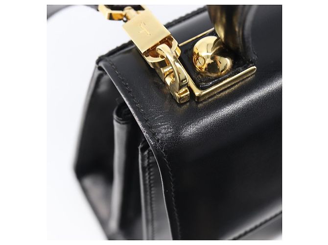 Borsa Salvatore Ferragamo Gancini in pelle 2way Nera Tono Oro Autentica 204629V Nero - vista 22