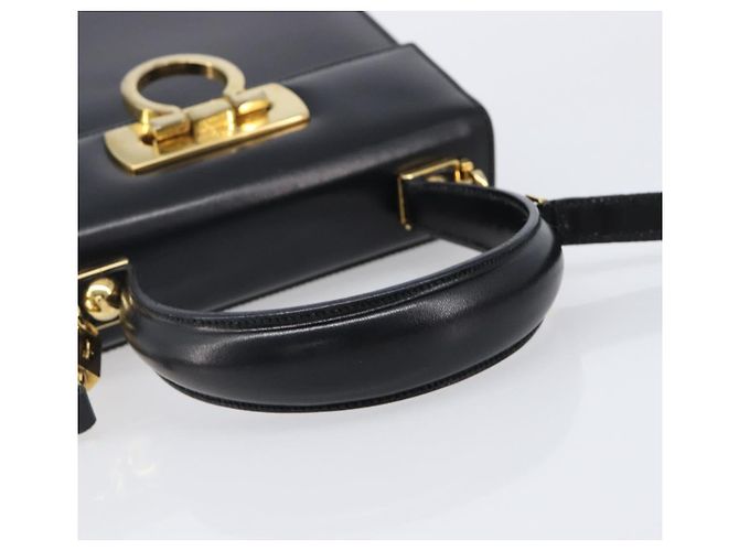 Borsa Salvatore Ferragamo Gancini in pelle 2way Nera Tono Oro Autentica 204629V Nero - vista 7