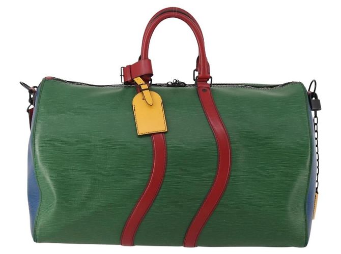 Bolsa LOUIS VUITTON Epi Keepall Bandouliere 50 Green Red Blue M55571 Auth 199362A Vermelho Azul Verde - vista 13