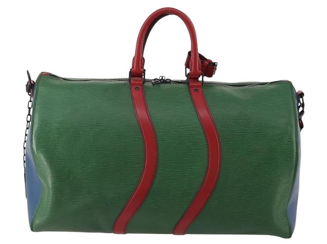 Bolsa LOUIS VUITTON Epi Keepall Bandouliere 50 Green Red Blue M55571 Auth 199362A Vermelho Azul Verde - vista 2