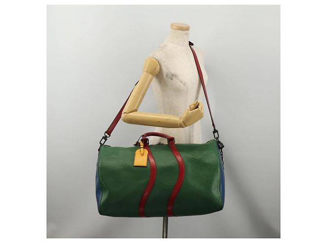 Bolsa LOUIS VUITTON Epi Keepall Bandouliere 50 Green Red Blue M55571 Auth 199362A Vermelho Azul Verde - vista 28