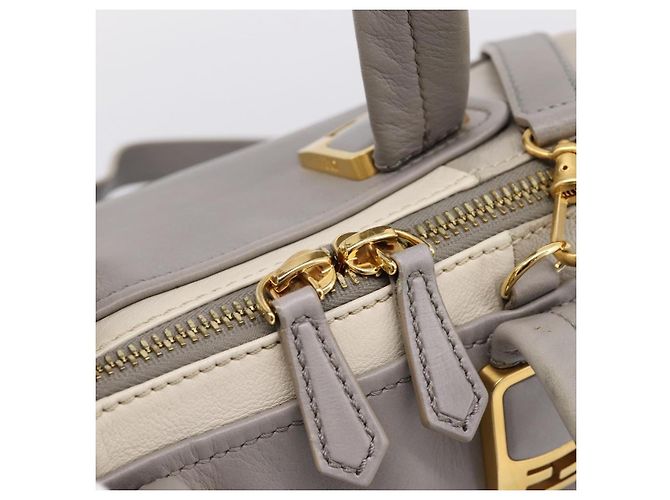 Borsa a mano FENDI Chameleon in pelle 2way Grigio Tono Oro 8BL110 Auth 198625A Marrone - vista 19