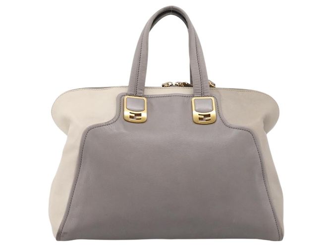 Borsa a mano FENDI Chameleon in pelle 2way Grigio Tono Oro 8BL110 Auth 198625A Marrone - vista 2