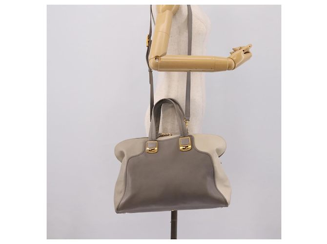 Borsa a mano FENDI Chameleon in pelle 2way Grigio Tono Oro 8BL110 Auth 198625A Marrone - vista 26