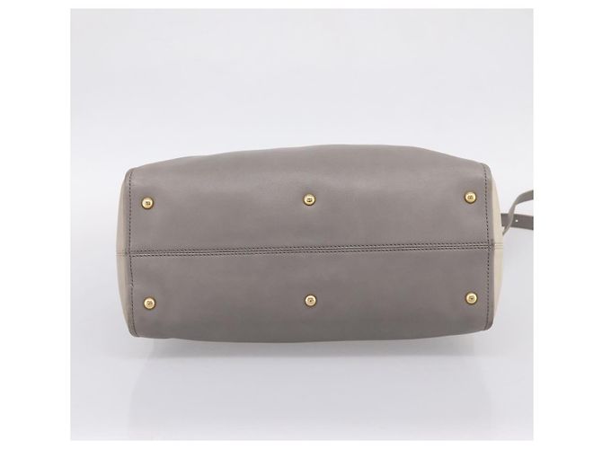 Borsa a mano FENDI Chameleon in pelle 2way Grigio Tono Oro 8BL110 Auth 198625A Marrone - vista 5