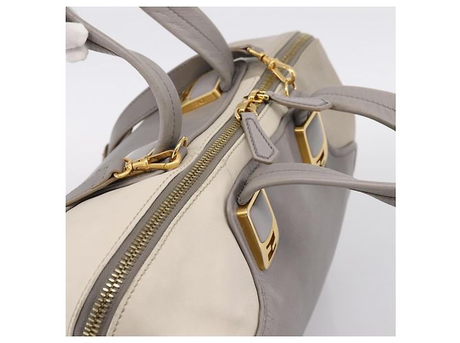 Borsa a mano FENDI Chameleon in pelle 2way Grigio Tono Oro 8BL110 Auth 198625A Marrone - vista 6