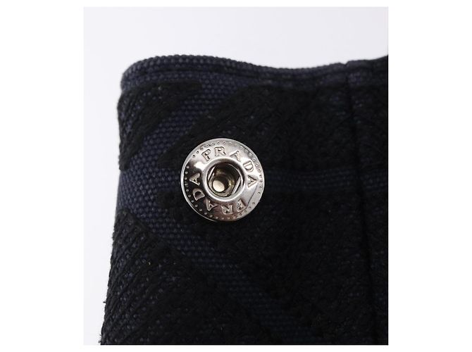 Borsa a mano PRADA Canapa Triangle Canvas 2way Navy Silver Auth 204765M Argento Blu navy - vista 21
