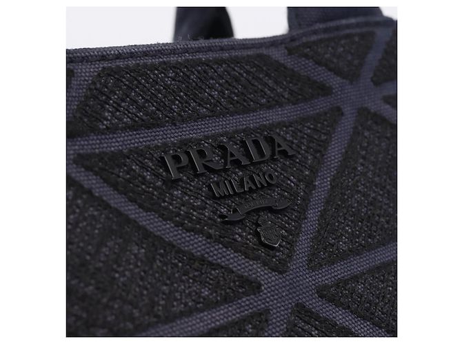 Borsa a mano PRADA Canapa Triangle Canvas 2way Navy Silver Auth 204765M Argento Blu navy - vista 22