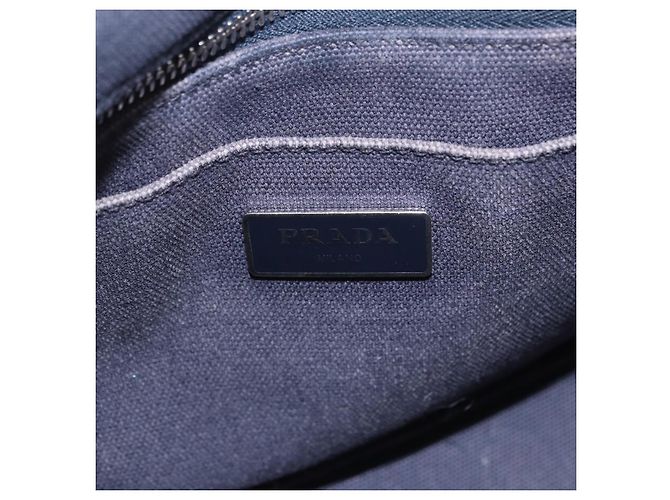 Borsa a mano PRADA Canapa Triangle Canvas 2way Navy Silver Auth 204765M Argento Blu navy - vista 23