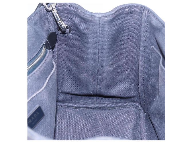 Borsa a mano PRADA Canapa Triangle Canvas 2way Navy Silver Auth 204765M Argento Blu navy - vista 24
