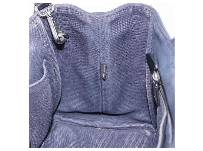 Borsa a mano PRADA Canapa Triangle Canvas 2way Navy Silver Auth 204765M Argento Blu navy - vista 25