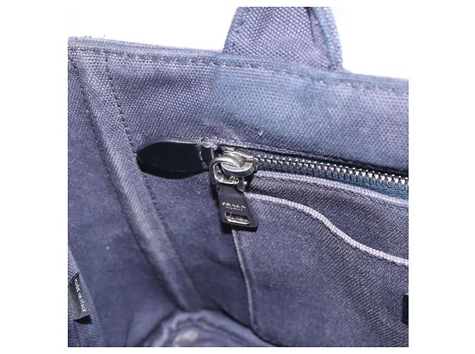 Borsa a mano PRADA Canapa Triangle Canvas 2way Navy Silver Auth 204765M Argento Blu navy - vista 27