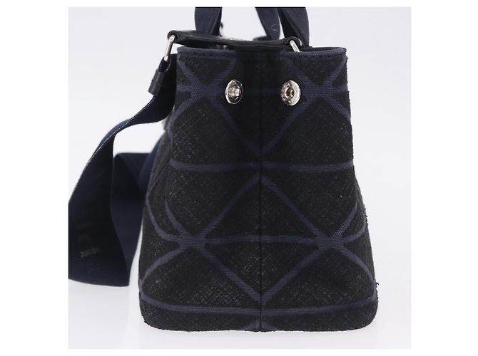 Borsa a mano PRADA Canapa Triangle Canvas 2way Navy Silver Auth 204765M Argento Blu navy - vista 3