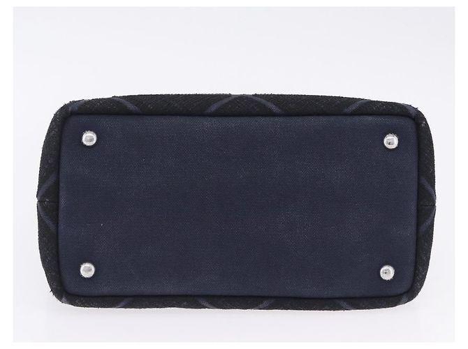 Borsa a mano PRADA Canapa Triangle Canvas 2way Navy Silver Auth 204765M Argento Blu navy - vista 5
