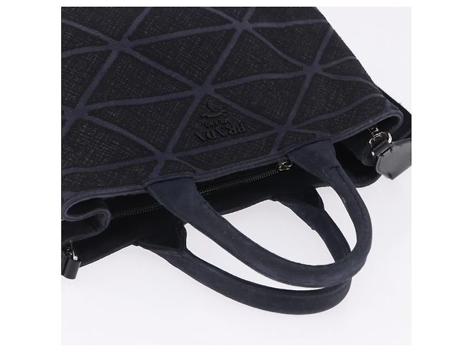 Borsa a mano PRADA Canapa Triangle Canvas 2way Navy Silver Auth 204765M Argento Blu navy - vista 6
