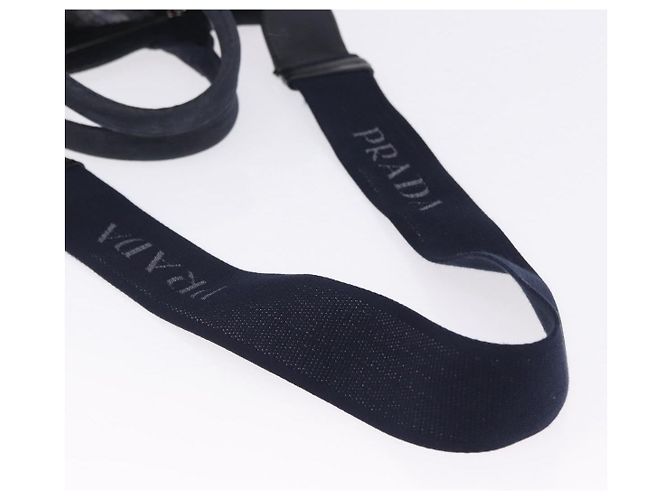 Borsa a mano PRADA Canapa Triangle Canvas 2way Navy Silver Auth 204765M Argento Blu navy - vista 9