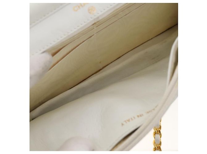 Bolso de hombro con cadena CHANEL Piel Caviar White Gold CC Auth 204805 Blanco Dorado - vista 11