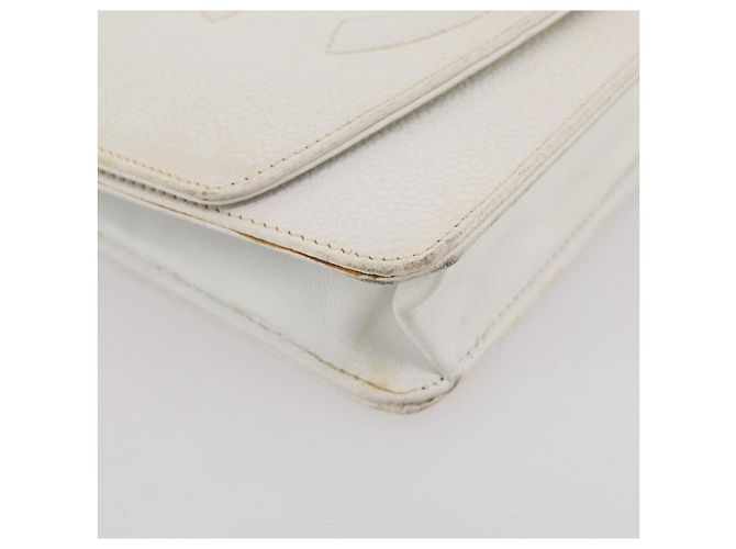 Bolso de hombro con cadena CHANEL Piel Caviar White Gold CC Auth 204805 Blanco Dorado - vista 18