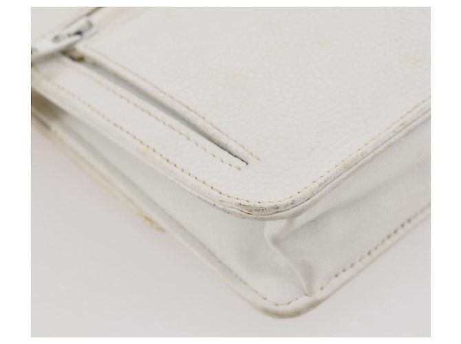 Bolso de hombro con cadena CHANEL Piel Caviar White Gold CC Auth 204805 Blanco Dorado - vista 20