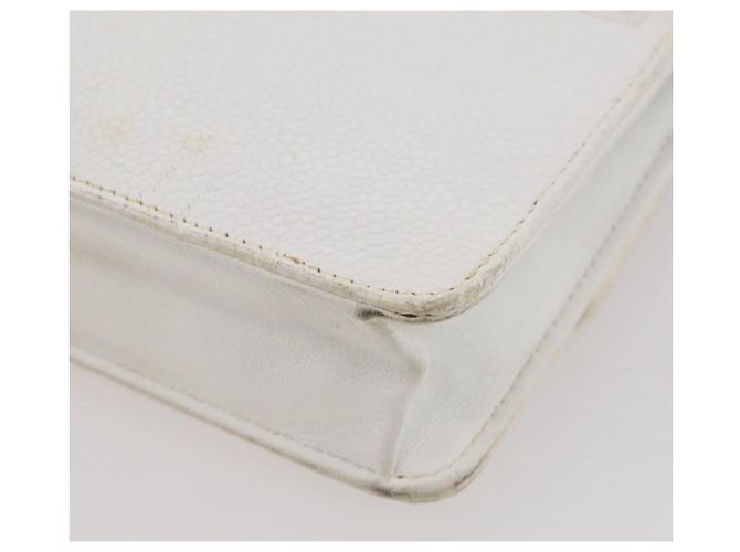 Bolso de hombro con cadena CHANEL Piel Caviar White Gold CC Auth 204805 Blanco Dorado - vista 21