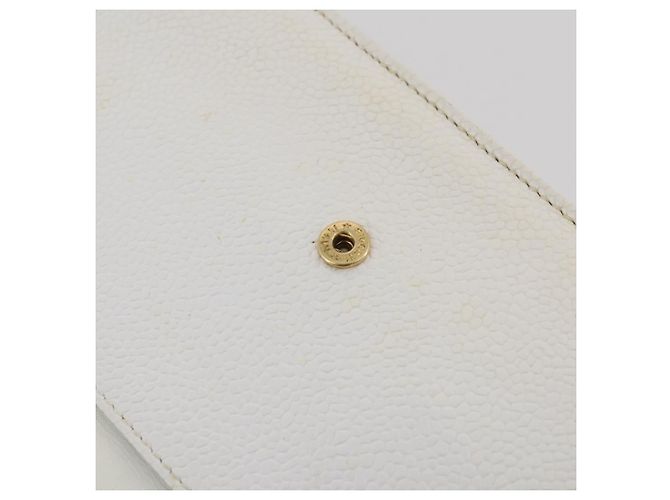 Bolso de hombro con cadena CHANEL Piel Caviar White Gold CC Auth 204805 Blanco Dorado - vista 24