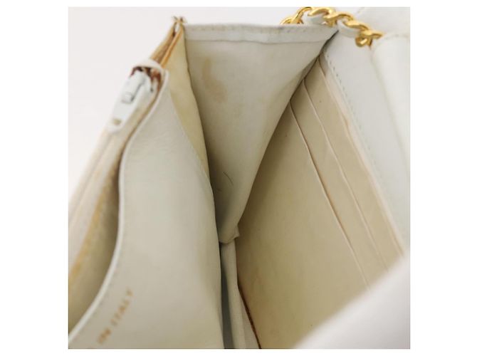 Bolso de hombro con cadena CHANEL Piel Caviar White Gold CC Auth 204805 Blanco Dorado - vista 27