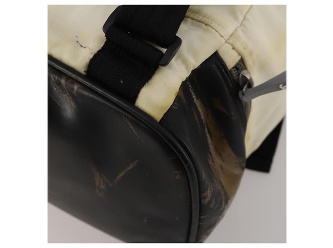 Mochila CHANEL Sports Line COCO Mark Nylon Couro Bege Silver CC Auth bs37020 Prata - vista 17
