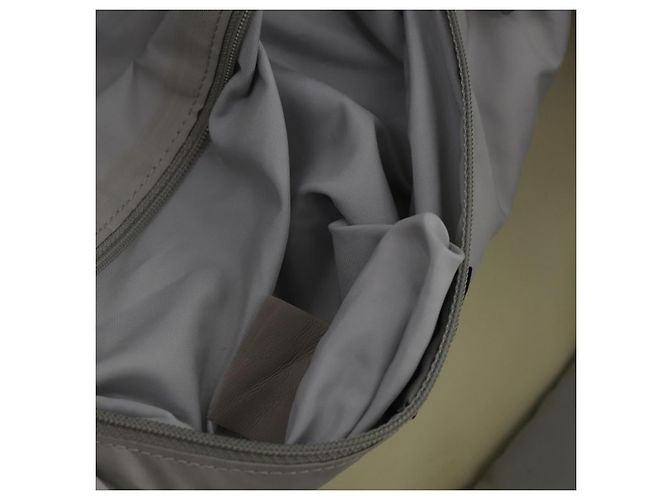 Mochila CHANEL Sports Line COCO Mark Nylon Couro Bege Silver CC Auth bs37020 Prata - vista 26