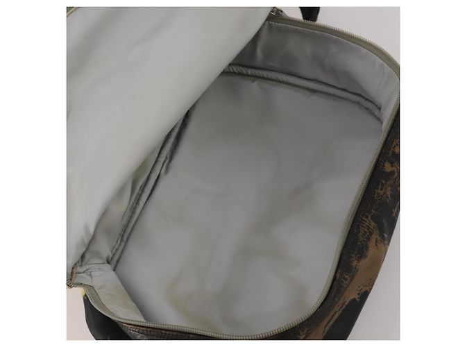 Mochila CHANEL Sports Line COCO Mark Nylon Couro Bege Silver CC Auth bs37020 Prata - vista 28