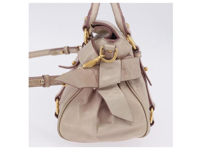 Borsa a mano Miu Miu Vitellolux 2way Pink Gold Auth 204364A Rosa D'oro - vista 3