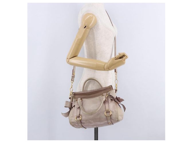 Borsa a mano Miu Miu Vitellolux 2way Pink Gold Auth 204364A Rosa D'oro - vista 32