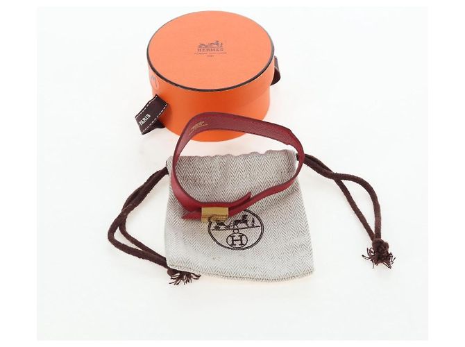 Hermès Pulsera HERMES Artemis Cuero Rojo Auth 202720M Roja - vista 12