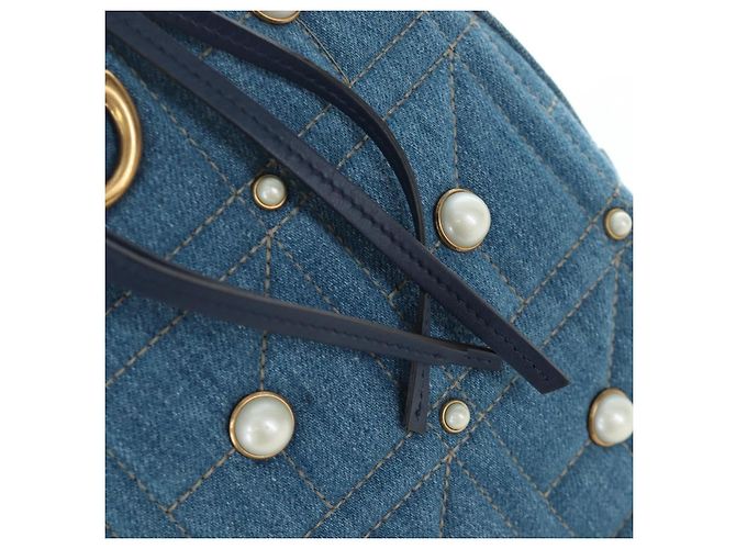 GUCCI GG Marmont Rucksack Denim Blue Gold 476671 Auth 203241M Blau Golden - Ansicht 24