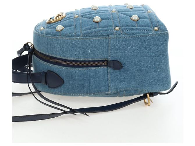 GUCCI GG Marmont Rucksack Denim Blue Gold 476671 Auth 203241M Blau Golden - Ansicht 3