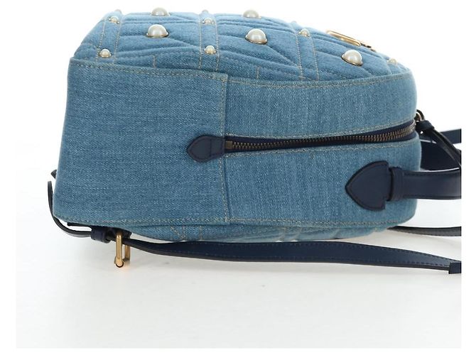 GUCCI GG Marmont Rucksack Denim Blue Gold 476671 Auth 203241M Blau Golden - Ansicht 4