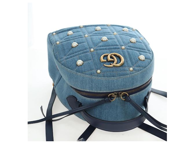 GUCCI GG Marmont Rucksack Denim Blue Gold 476671 Auth 203241M Blau Golden - Ansicht 6