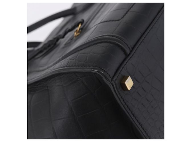 Céline Bolsa de mão CELINE Luggage Phantom Shopper em couro preto com detalhes dourados Auth 201314V - vista 14