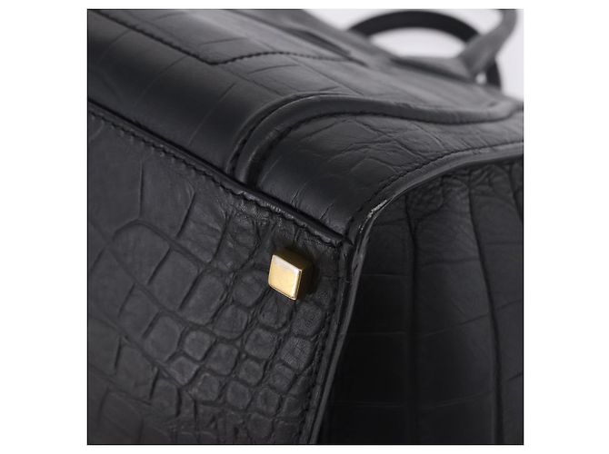 Céline Bolsa de mão CELINE Luggage Phantom Shopper em couro preto com detalhes dourados Auth 201314V - vista 15