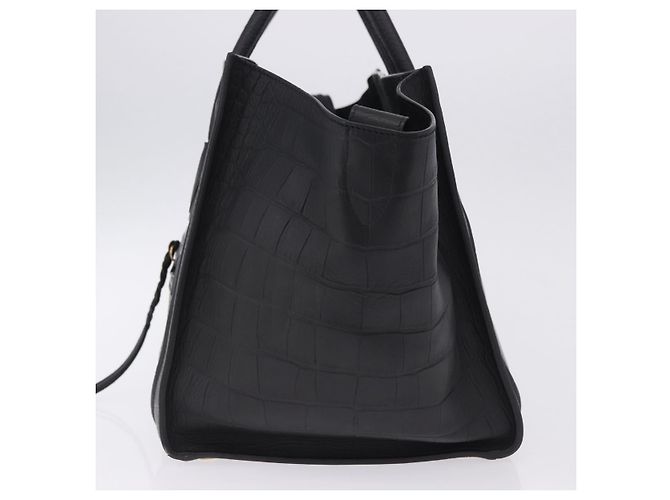 Céline Bolsa de mão CELINE Luggage Phantom Shopper em couro preto com detalhes dourados Auth 201314V - vista 3