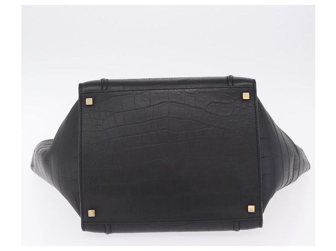 Céline Bolsa de mão CELINE Luggage Phantom Shopper em couro preto com detalhes dourados Auth 201314V - vista 5