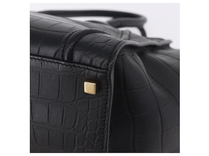 Céline Bolsa de mão CELINE Luggage Phantom Shopper em couro preto com detalhes dourados Auth 201314V - vista 9