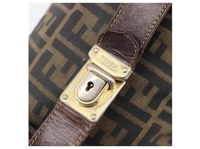 FENDI Zucca Canvas Vanity Handtasche Schwarz Braun Auth 198536 - Ansicht 18