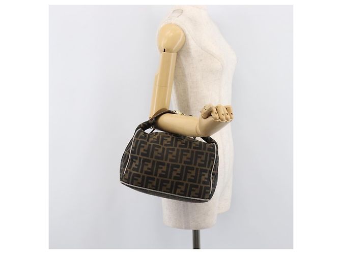 FENDI Zucca Canvas Vanity Handtasche Schwarz Braun Auth 198536 - Ansicht 25