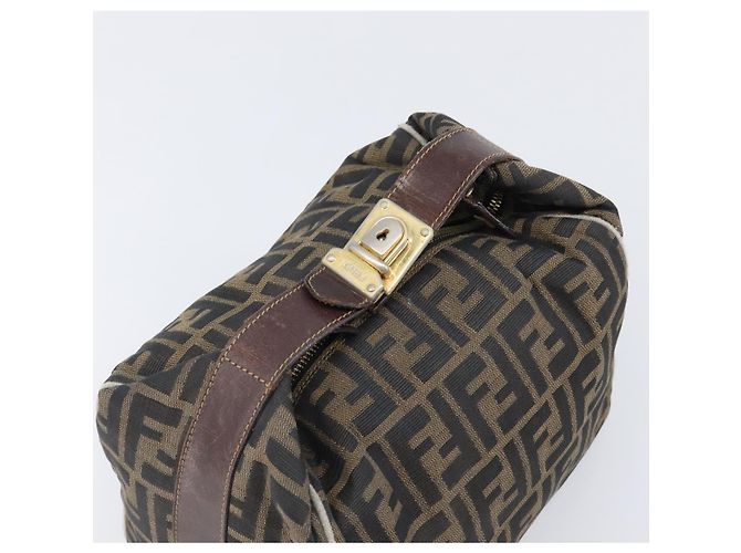 FENDI Zucca Canvas Vanity Handtasche Schwarz Braun Auth 198536 - Ansicht 6