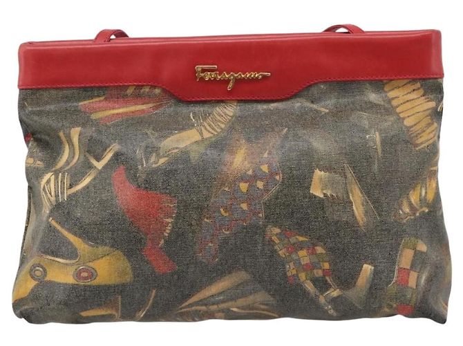 Salvatore Ferragamo Shoulder Bag Coated Canvas Multicolor Gold Auth 204442 Multiple colors Golden - view 13