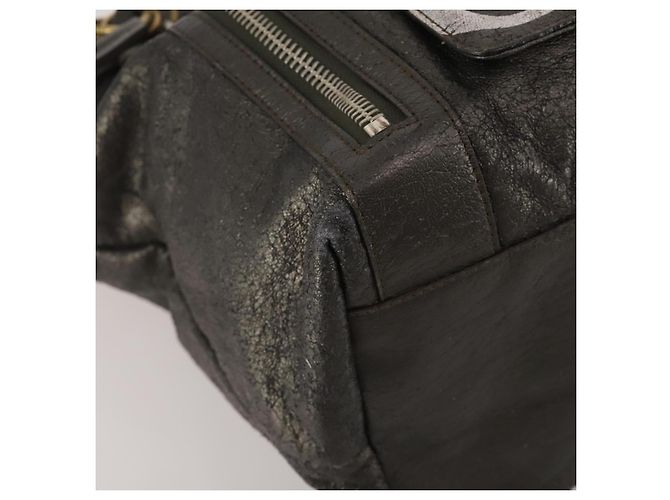Chloé Chloe Tote Bag aus Leder Grau Goldfarben Auth BA15487 Braun - Ansicht 14