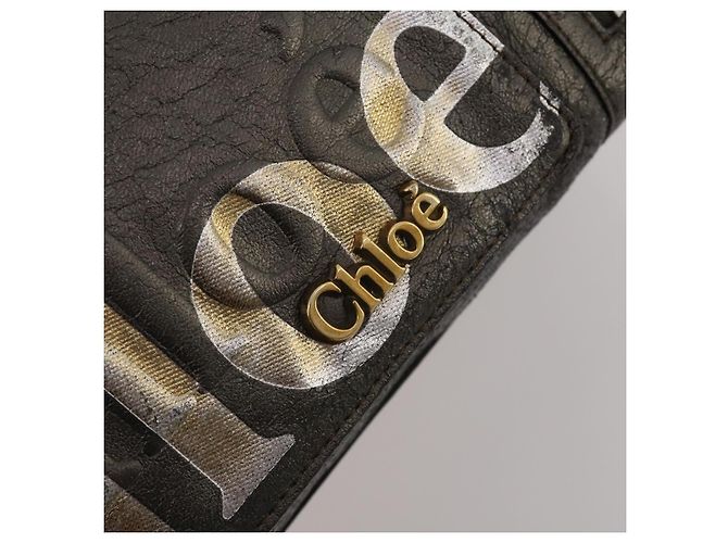 Chloé Chloe Tote Bag aus Leder Grau Goldfarben Auth BA15487 Braun - Ansicht 17